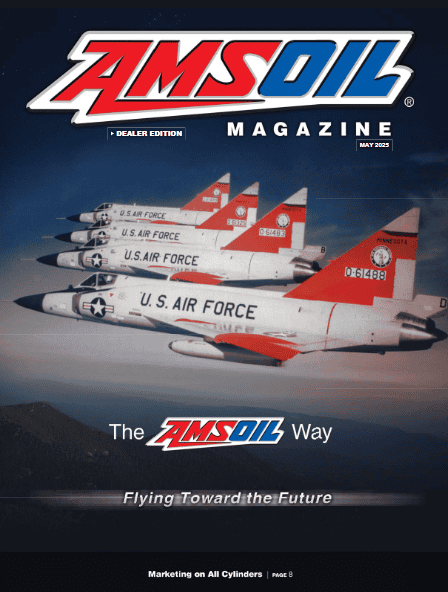 U.S. Air Force Airplane Image of cover of AMSOIL Dealer Magazine May 2025